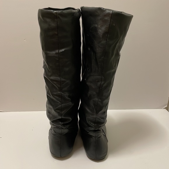 Women's Classic Round Toe Slouchy Booties Casual Slip On Fall Winter Long Boots - Picture 9 of 16